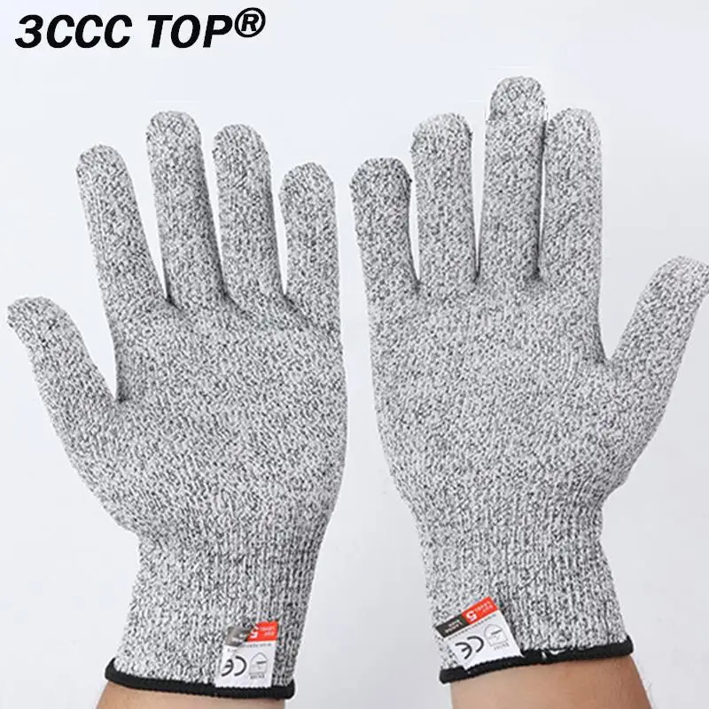 2PCS Grade 5 Anti Cutting Gloves Kitchen HPPE Anti Scratch Glass Wood Cutting Safety Protection Horticulturist Protector Gloves