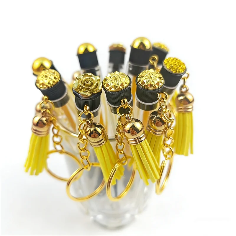 10pcs Tube Eyelash Brush With Gold Keychain Tassel Glitter Mascara Wand For Lash Extension Comb Container Makeup Tool