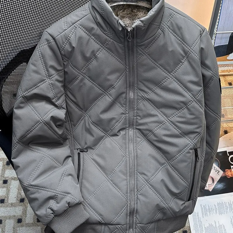 

Men's Diamond id down Cotton Jaet Winter Thiened Stand Collar Windproof Warmth Insulation Cotton Coat Youth Faion