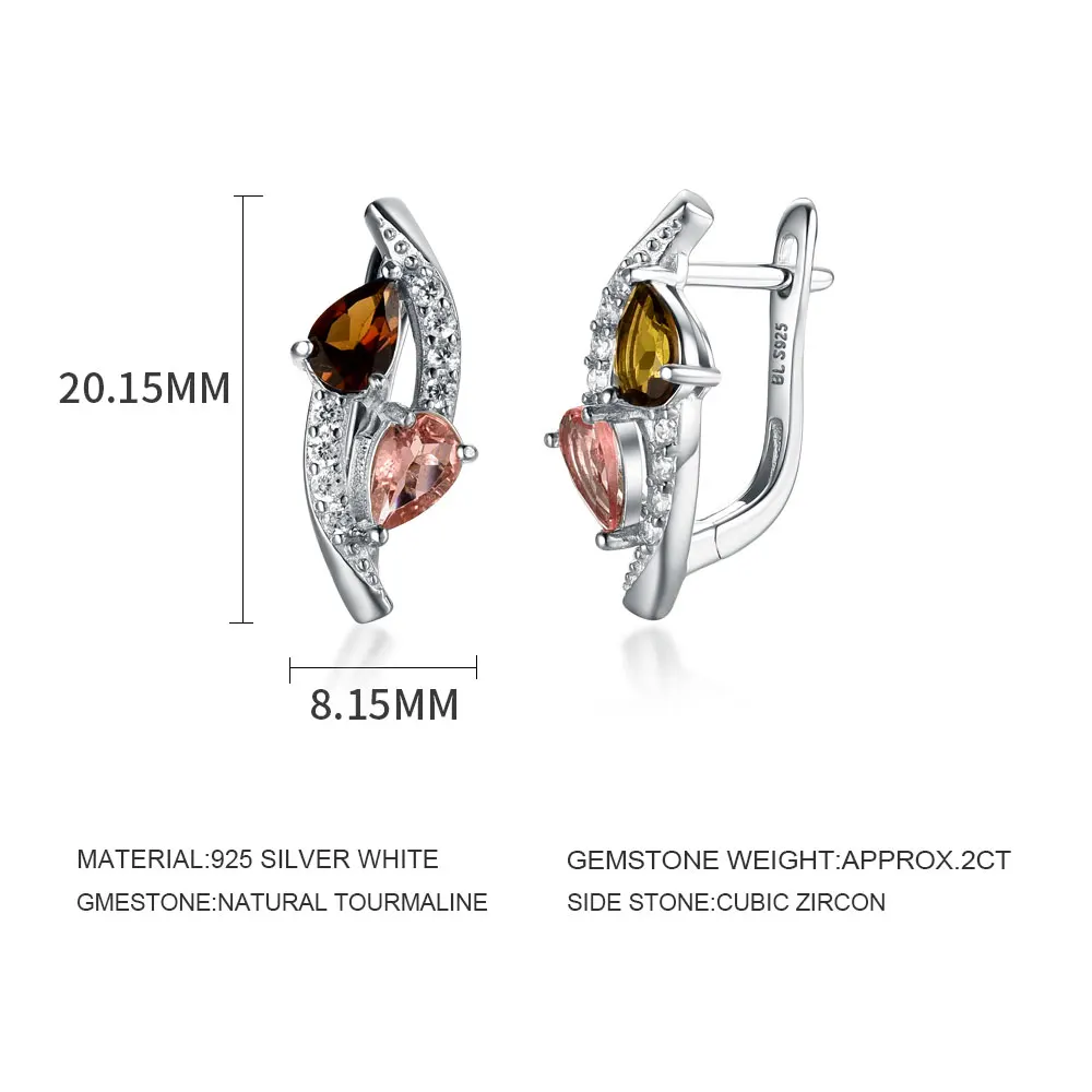 Natural multicolor Tourmaline pear 4*6mm gemstone earrings 925 sterling silver fashion classic women daily wear finejewelry