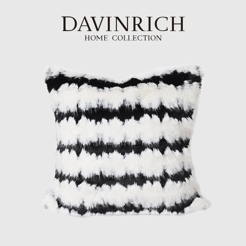 DAVINRICH Contemporary Minimalist Pillowcase Black And White Linear Cracking Design Decorative Cushion Cover For Sofa Couch Bed