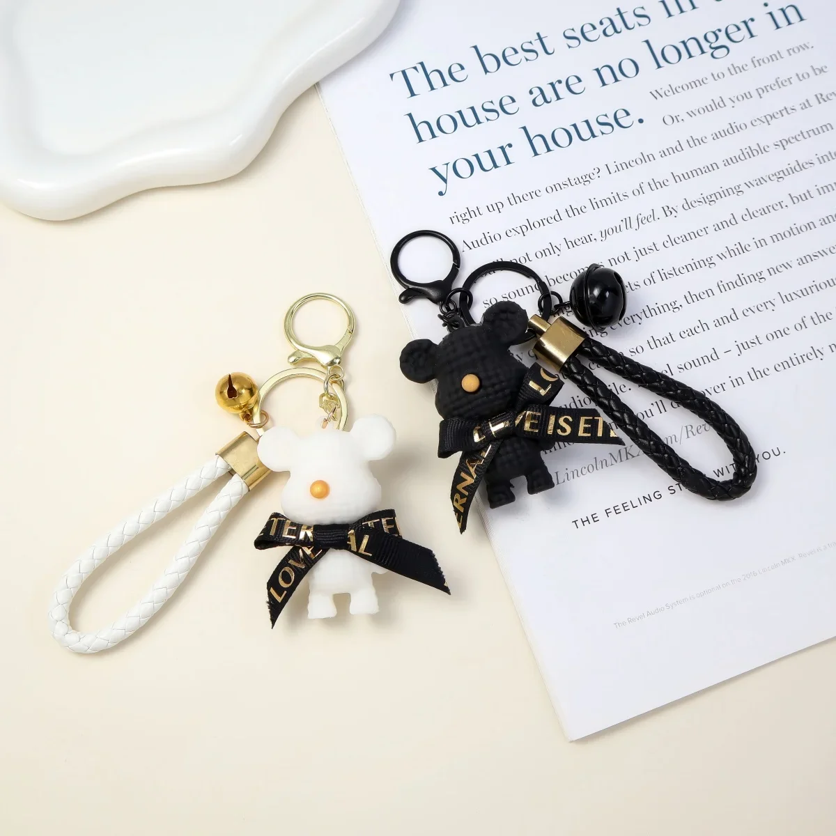 Cute Bear Bag Charm Resin Keychain for Purse Backpack Handbag Car Keys Women Girls Kids Gift