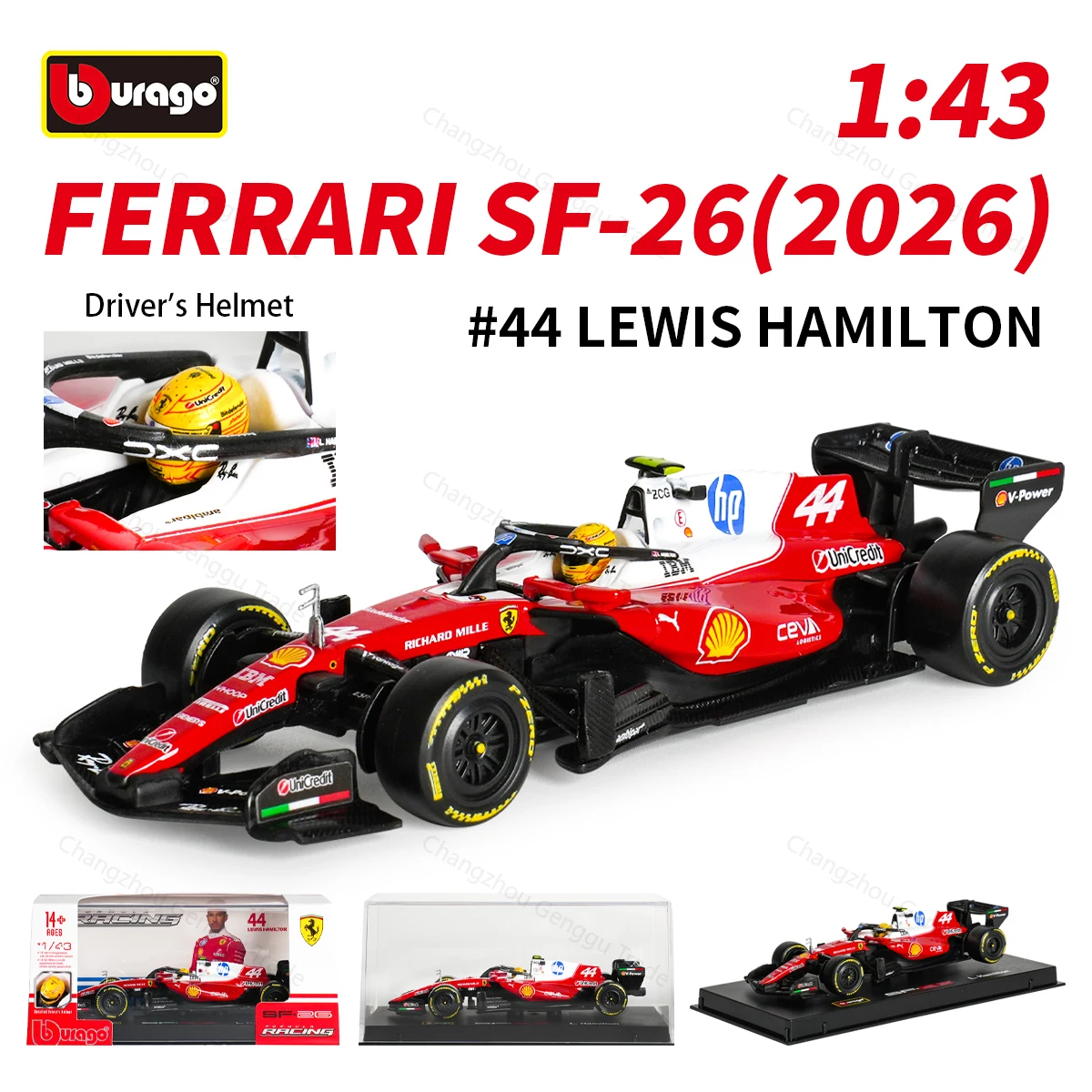 Bburago 1:43 2026 Ferrari SF26 F1 Formula Car Die Cast Vehicles Collectible Model Racing Toys Acrylic Box