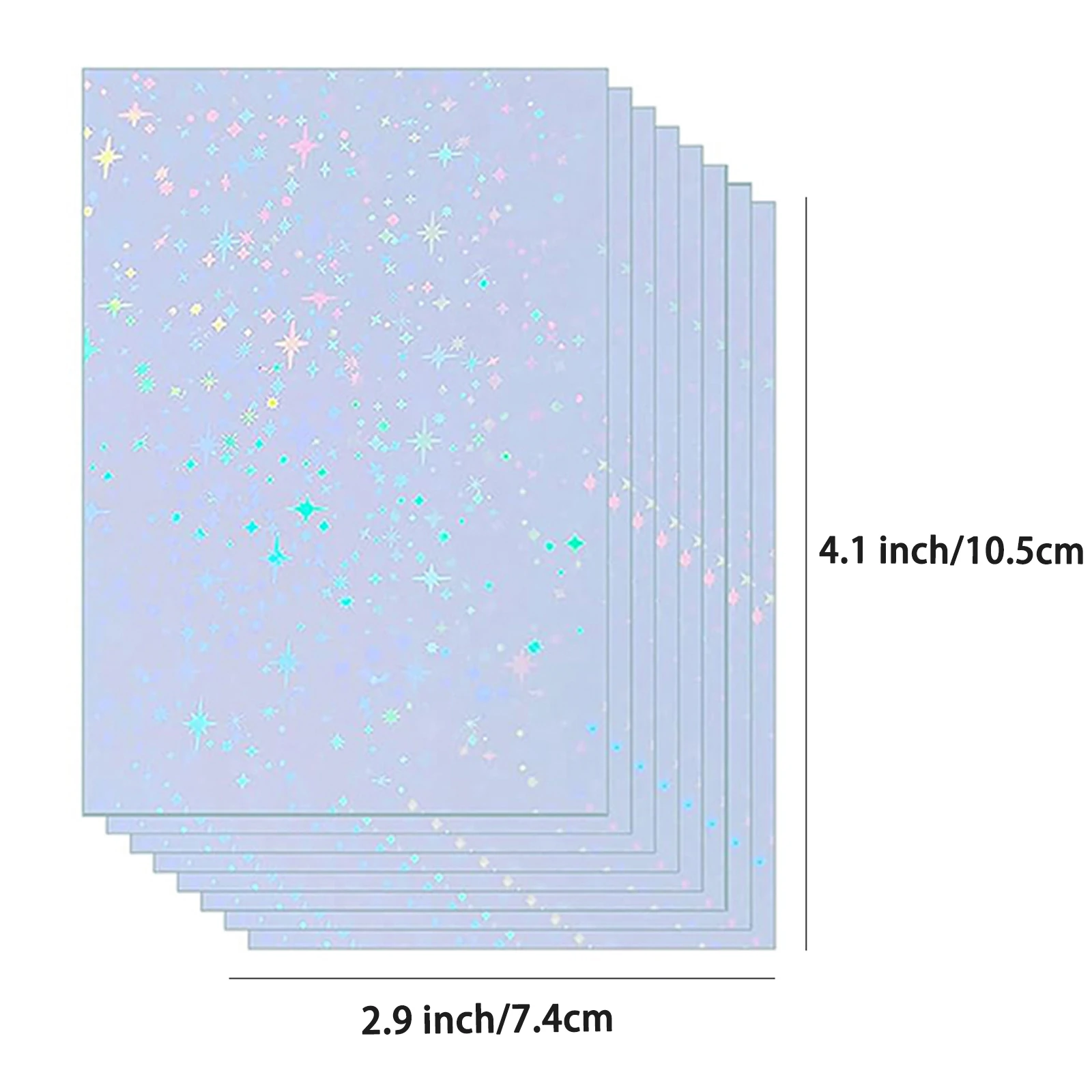 50 hojas de patrón de estrella, tamaño: 2,9x4,1 pulgadas, papel adhesivo holográfico, película de laminación en frío con superposición holográfica transparente con purpurina