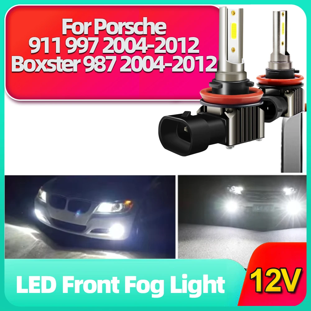 2Pcs H8 H11 LED Fog Light Bulbs 15000LM Car Front Fog Lamps 12V For Porsche 911 997 2004-2012 For Porsche Boxster 987 2004-2012