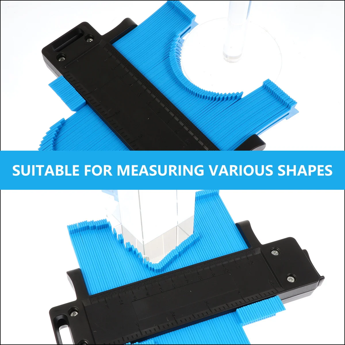 

Single Head Lockable Profile Gauge Measure Ruler Wood Marking Tool with Pin Locking Mechanism for Accurate Tracing Duplicator