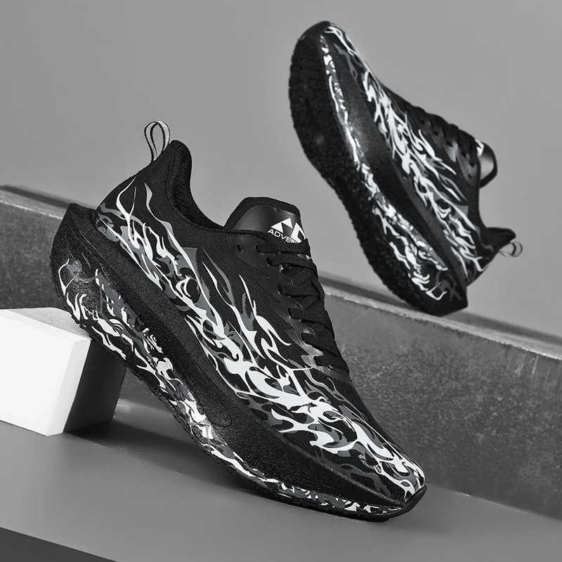 

New Men Sports Running Shoes Casual Marathon Carbon Plate Breathable Lightweight Women's Fluorescence Athletic Nonskid Sneakers