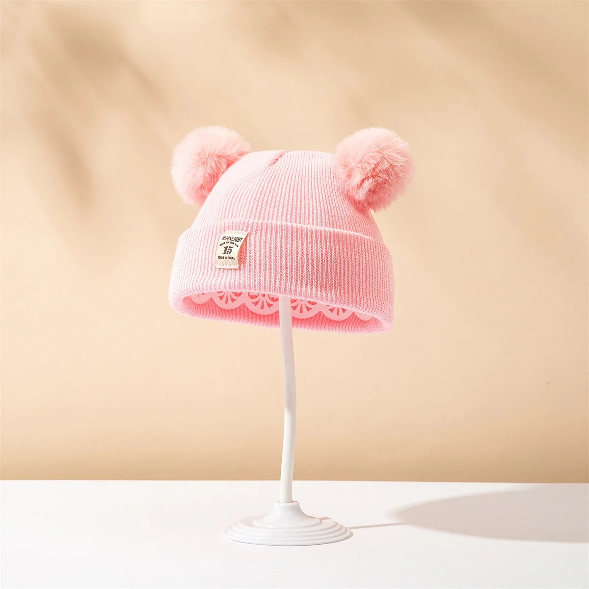 1pcs Baby Double Ball Knitted Hat For Winter Warm Soft Newborn Hat Baby Infant Bonnet Baby Cap for Girls Boys Kids