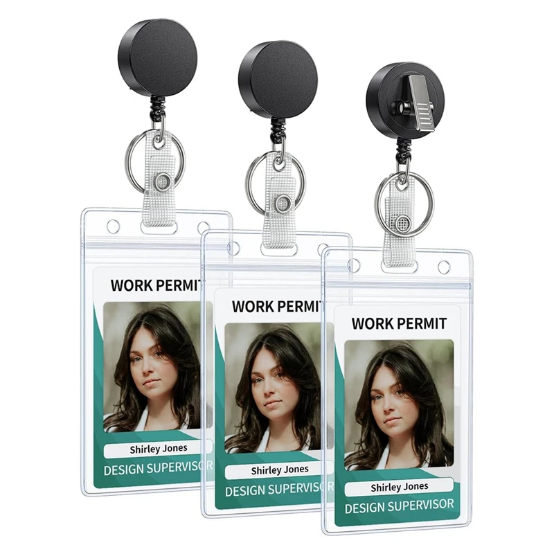 3แพ็คRetractable Badge Reelพร้อมคลิปจระเข้หมุนHeavy Duty Retractableพวงกุญแจสแตนเลสสปริงคอยล์ทนทาน