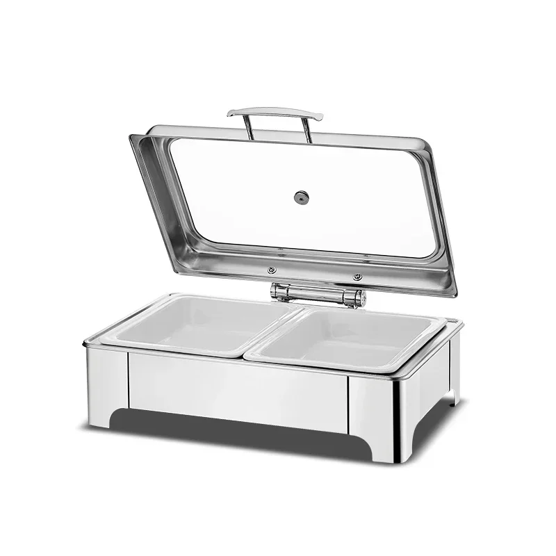 فرن إفطار فندقي ذاتي الخدمة ، مدفأ كهربائيًا ، فولاذ مقاوم للصدأ ، فرن بوفيه ، أدوات مائدة بغطاء عازل بصري هيدروليكي