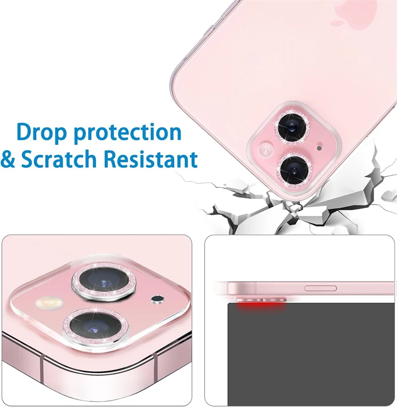 3PCS Bling Glitter Diamond Camera Lens Protector for IPhone 16 15 14 13 12 11 Pro Max Mini Plus 16Pro Tempered Glass Full Cover