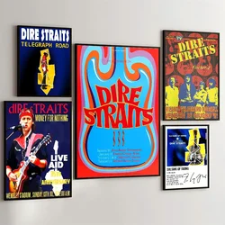 1PC D-Dire S-Straits Singer Band Movie Sticky Posters Retro Kraft Paper Sticker DIY Room Bar Cafe Aesthetic Art Wall Painting
