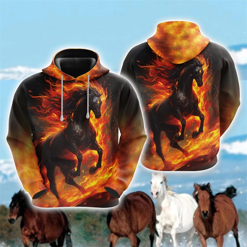 

Horse Lover Hoodie For Men Clothes Casual Farm Graphic Sweatshirts Horse Face Pullovers Equestrian Tracksuit Casual Male Tops