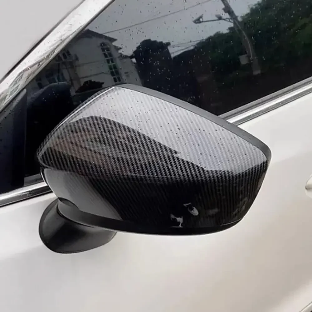 For Mazda 3 Axela 2014-2023 Car Rearview Side Mirror Cover Wing Cap Exterior Door Housing Shell Trim Sticker ABS Carbon Fiber