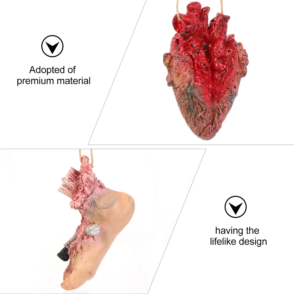 

2 Pcs Simulated Human Organ Pendant Body Parts Halloween Decorations Props Emulsion Realistic
