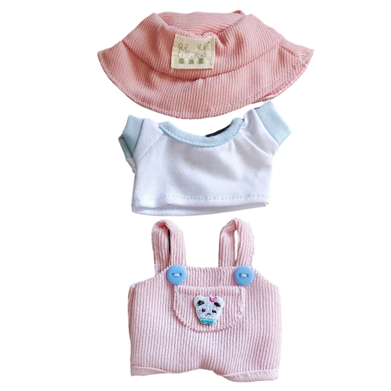 

Doll'S Clothes Outfit Accessories For Korea Kpop Exo17cm Labubu Idol Dolls Corduroy overalls T-shirt Clothing Gift waist bag