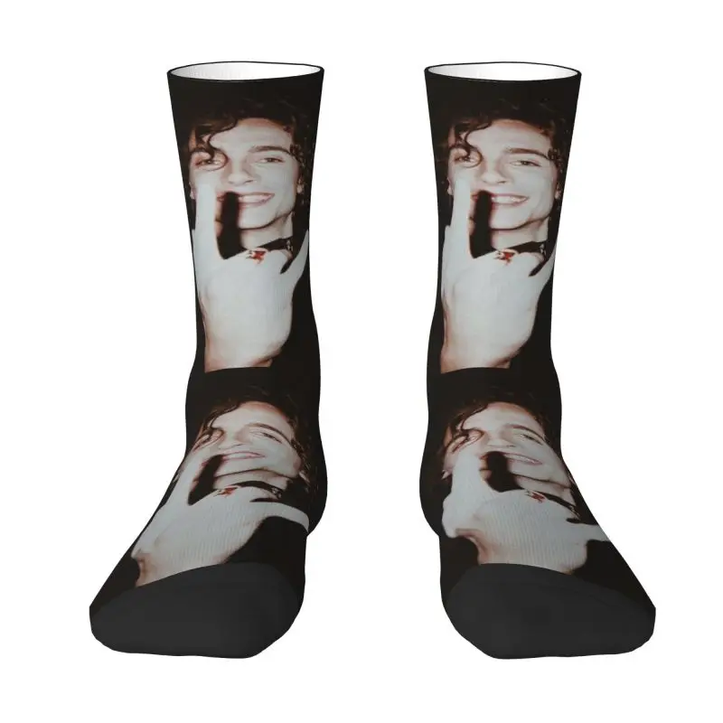 

Fashion Mens Timothee Chalamet Dress Socks Unisex Breathbale Warm 3D Printing Crew Socks