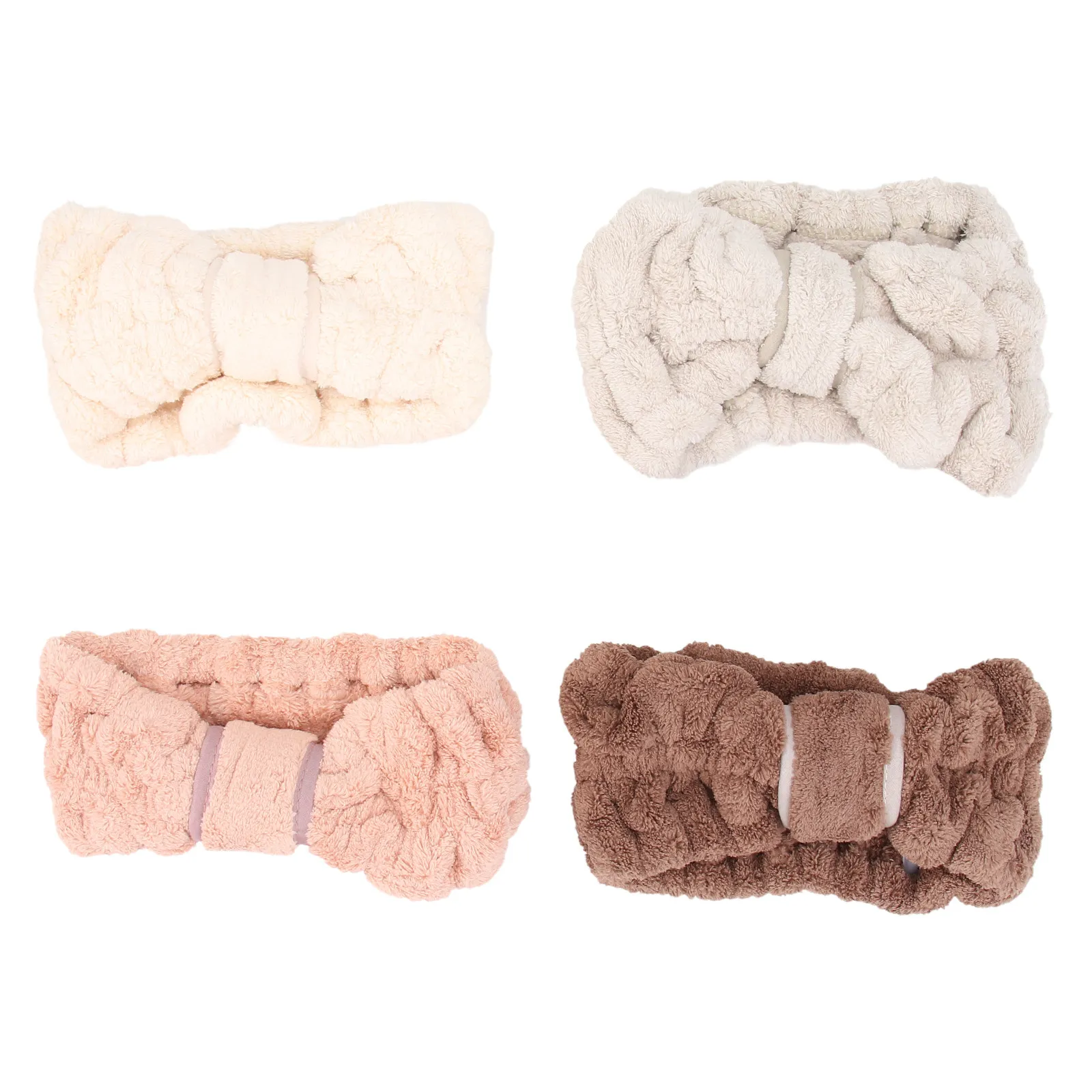 

4Pcs Women Headbands Premium Coral Fleece Hairband for Spa Facial Exercise Wash Make Up Yoga Running Daily Wear Bowknot Style