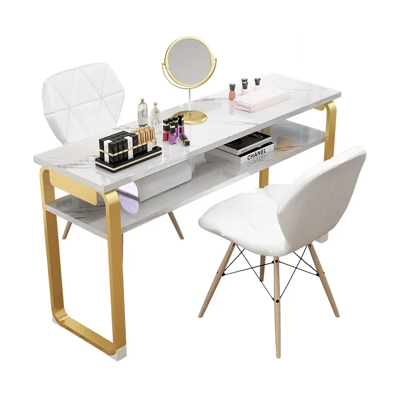 Designer Nail Tables Double Beauty Shop Salon Furniture Professional Manicure Tables Double-layer Manicure Table and Chair Set