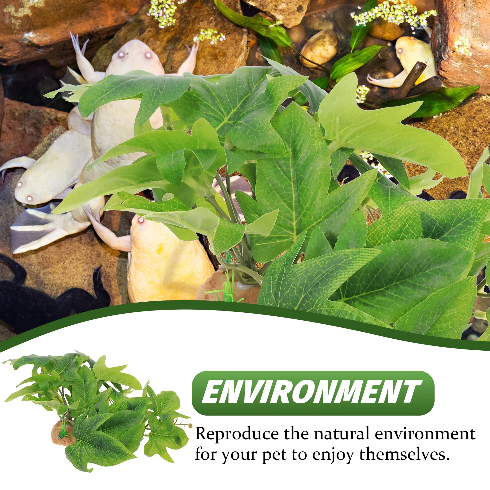 

Artificial Reptile Terrarium Plant Ornament with Base for Aquarium Cave Decoration and Decorative Habitat Reptile Plants