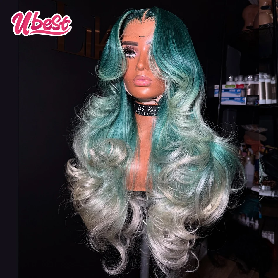

Cyan Silver Gray Colored Body Wave 13x6 Lace Front Wigs Brazilian 100 Human Hair Transparent Glueless Wigs Pre Plucked For Women