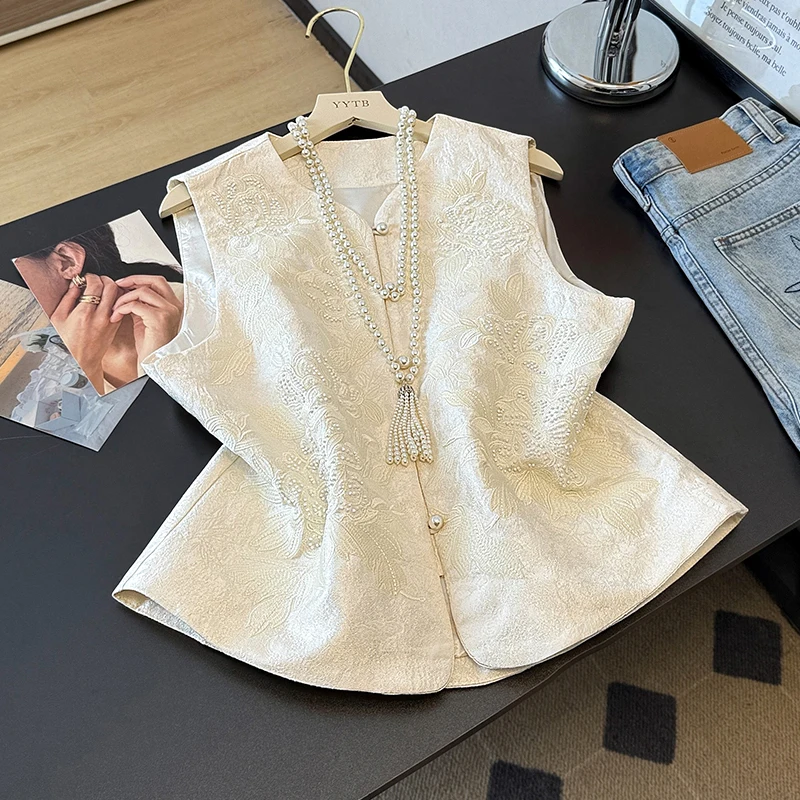 

Retro Embroidered Jaet Women's New Chinese Sle Button up Svel Long Cardigan Outerwear Floral Pattern Cotton Blend