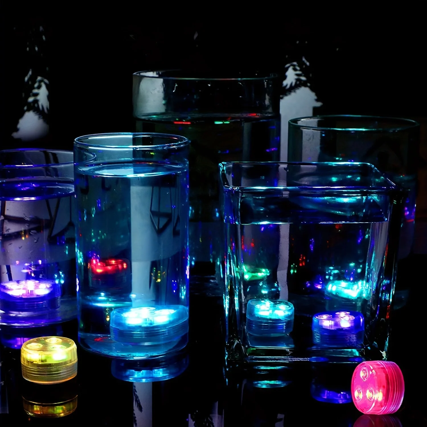 Mini Submersible Lights Remote Control 3LED 24-Key Battery Light Bathtub Pool Atmosphere Light