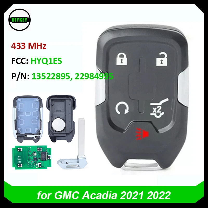 DIYKEY Smart Key for GMC Acadia Terrai 2021 2022 Proximity Remote Fob 434MHz FCCID: HYQ1ES PN: 13522895, 22984995