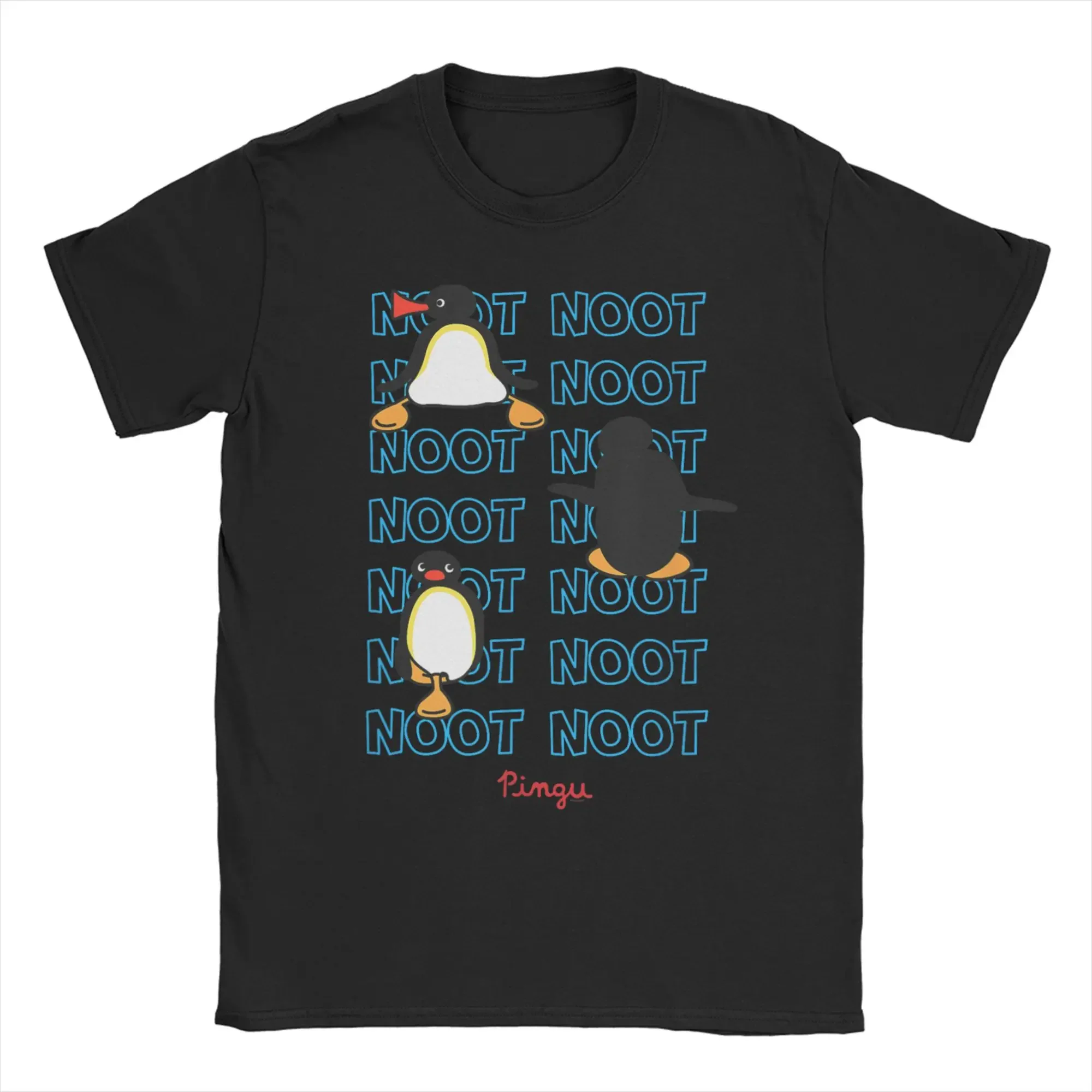 

Pingu Noot Noot Graphic Tee Round Neck Short Sleeve Cotton T-Shirt for Men and Women