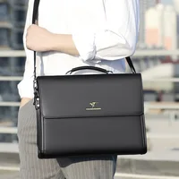 Leather Luxury Briefcases For Men Designer Work Business Tote Bolsas Black Handbag Shoulder Lawyer Square A4 Side Crossbody Bag 2