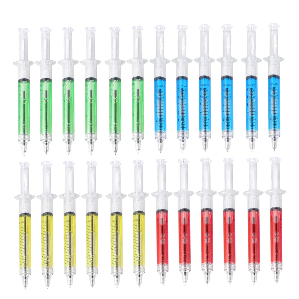 

24Pcs Syringe Shaped Liquid Filled Click Action Ballpoint Pens Fine Point Refillable School Office Christmas Gift for Kids Boys