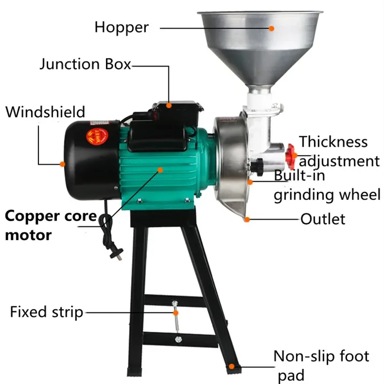 New High Quality Multifunctional Grinder for Grains Corn Rice, Soybean Peanut Sesame Refiner Miller
