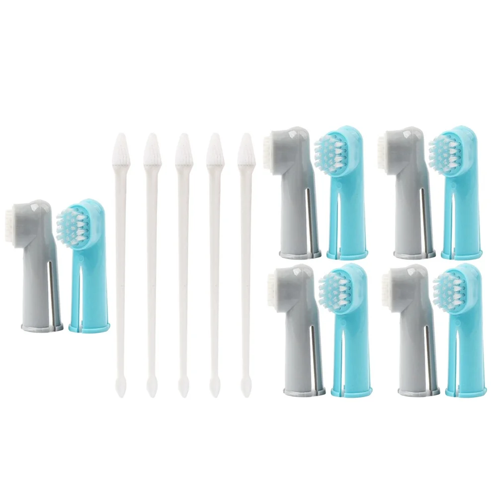 

15 pcs Kit 5 Set Long Handle Finger Brush For Dog Cat Cleaning Tools Pet Toothbrush Kit Dog Tooth Brush Pet Finger Toothbrush