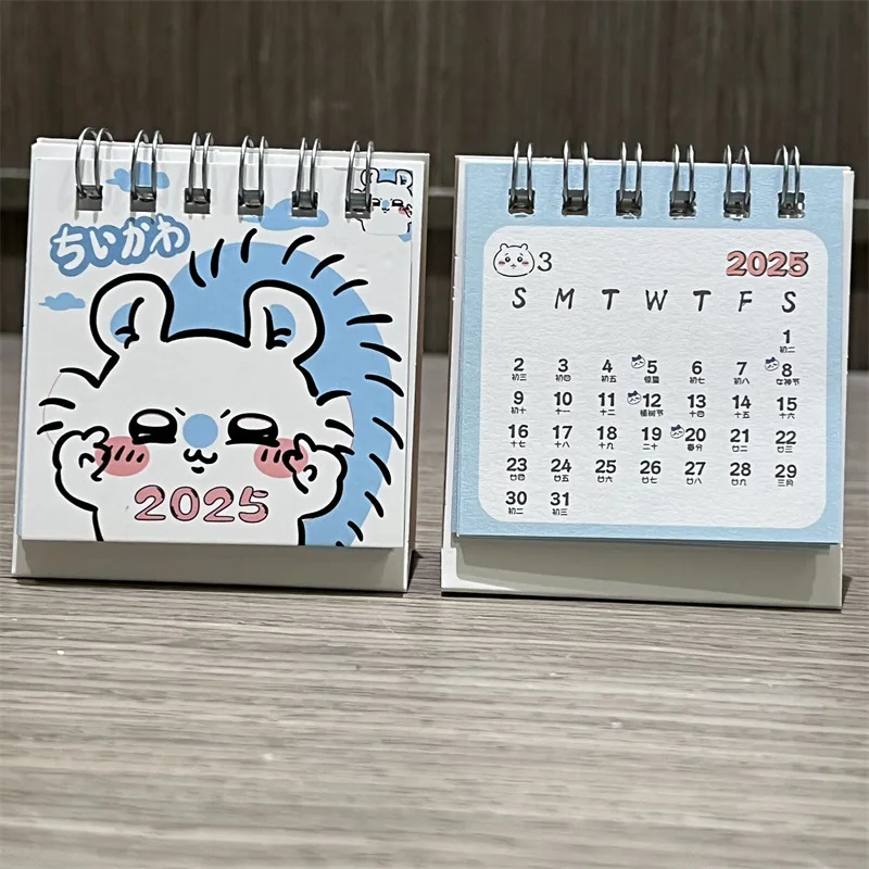 Mini calendrier de dessin animé pour enfants, Chiikawa, Usagi, Hachiware, décoration de bureau, stationnaire étudiant, cadeau Kawaii, 2025