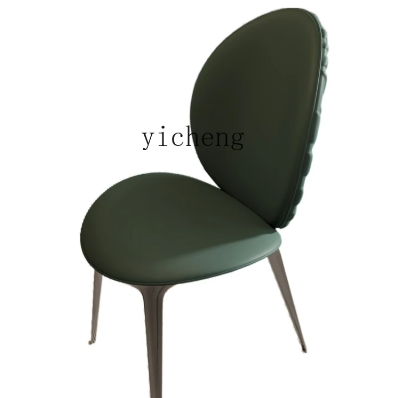 

YY Designer Villa Large Apartment High-End Hong Kong Style Light Luxury Leather Dining Chair