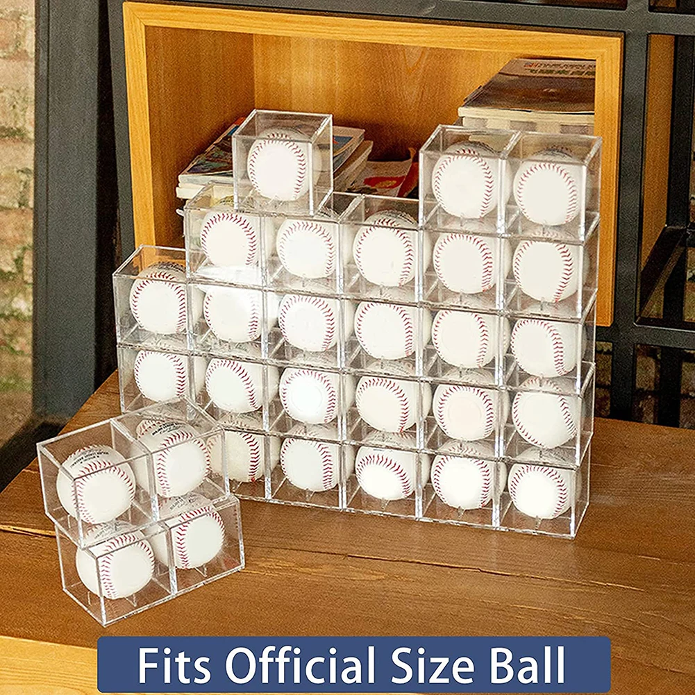 Clear Baseball Holder Box Acrylic Transparent Baseball Showcase Square Dustproof UV Protection Perfit For Memorable Collection