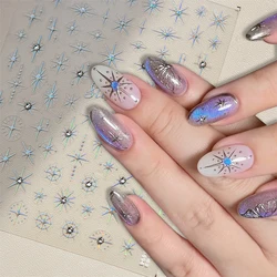 Glitter Starlight Rhinestones 5D Nail Stickers Gold Silver Bronzing Star Sun Adhesive Slider Nail Art Decorations Manicure Decal