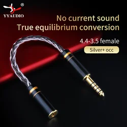 8 Strand Single Crystal Copper Pure silver Adapter 2.5/3.5/4.4mm MaleTo 2.5/3.5/4.4mm Female Balanced Audio Conversion Cable