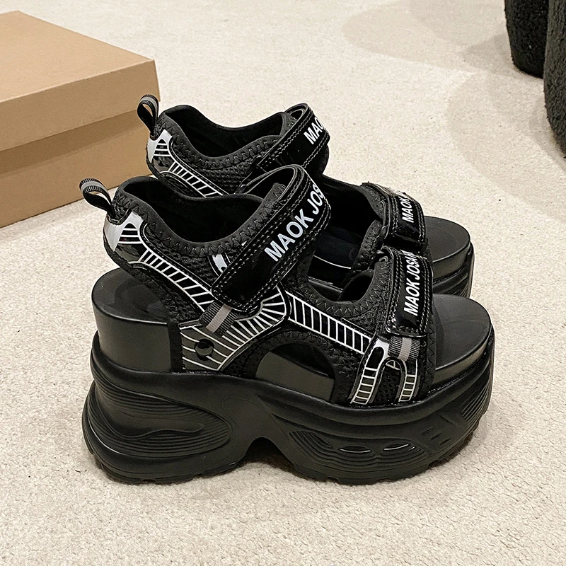New High Platform Sandals Woman Summer Mesh Chunky Sneakers Female Wedges Slippers For Women Peep Toe Sandalia Feminina 10.5CM