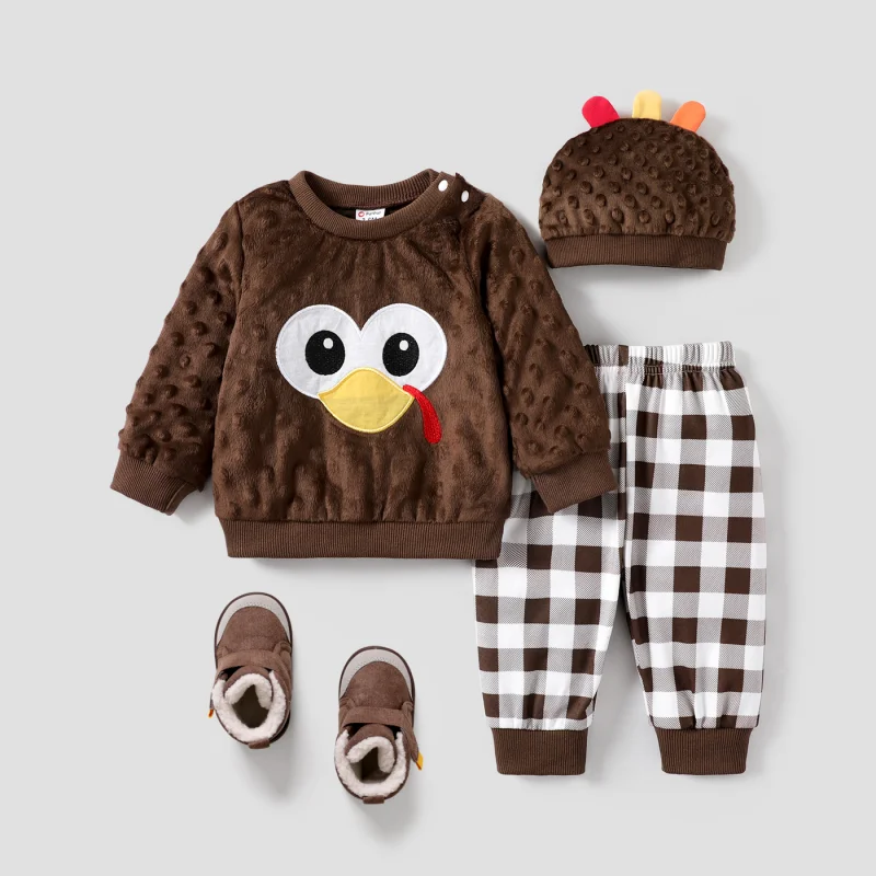 

PatPat 3pcs Baby Girl/Boy Thanksgiving Childlike Style Set