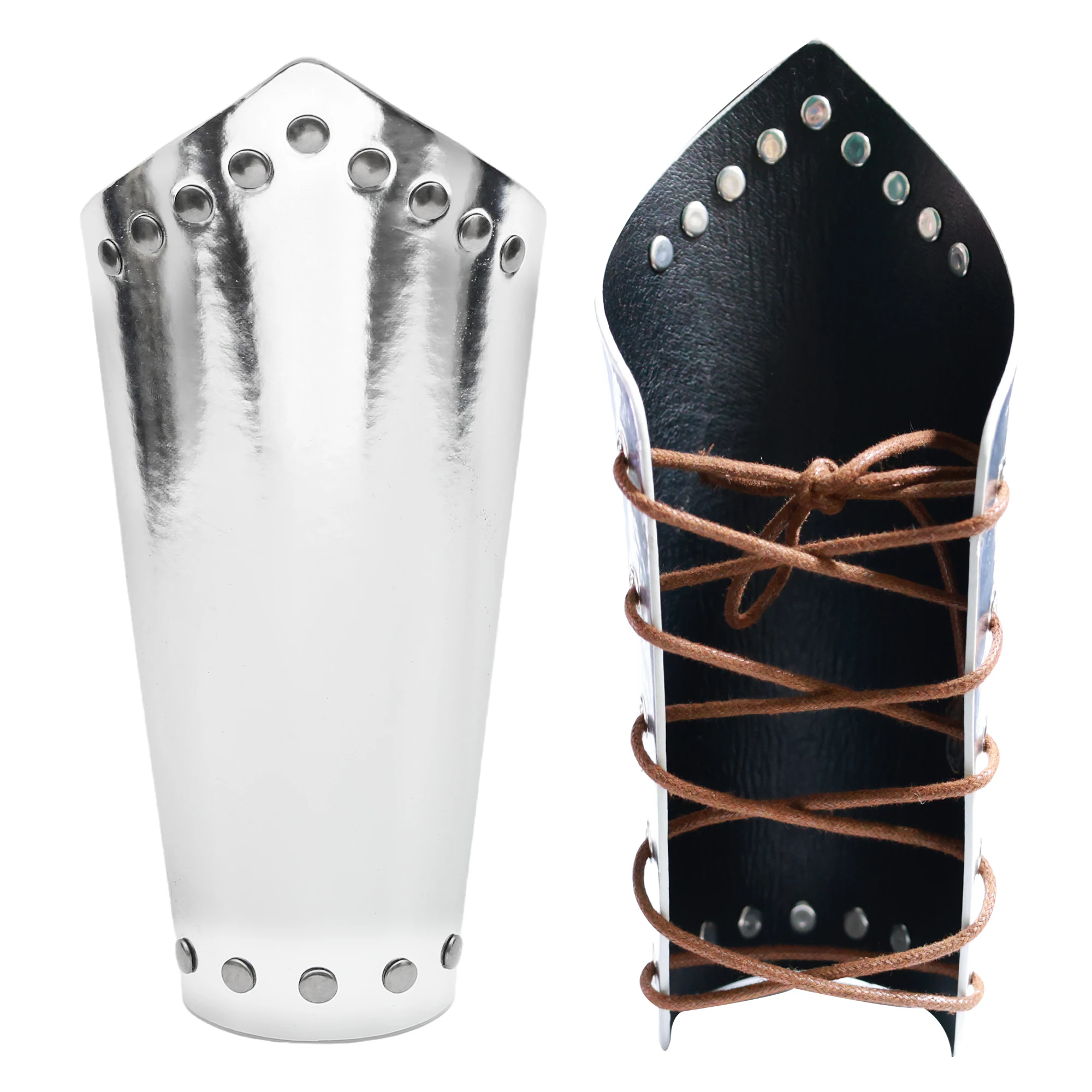 2 قطعة الفايكنج الاسكندنافية عصر النهضة قابل للتعديل تسليط الضوء على تقليد الجلود اليد واقي المعصم