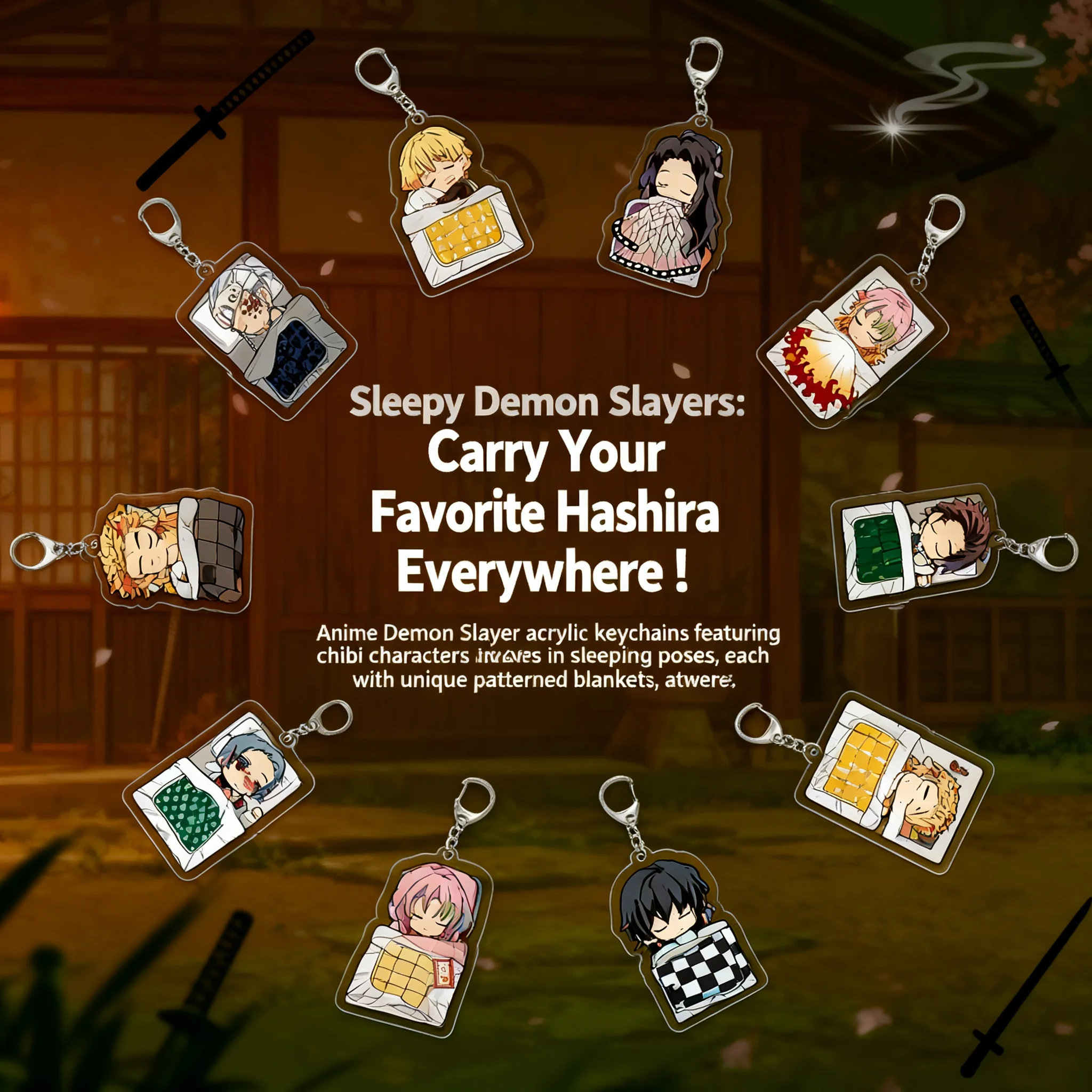 

Demon Slayer Anime Acrylic Transparent Keychain Pendant Accessories Merchandise Gifts for Fans Collection Cosplay Party Supplies