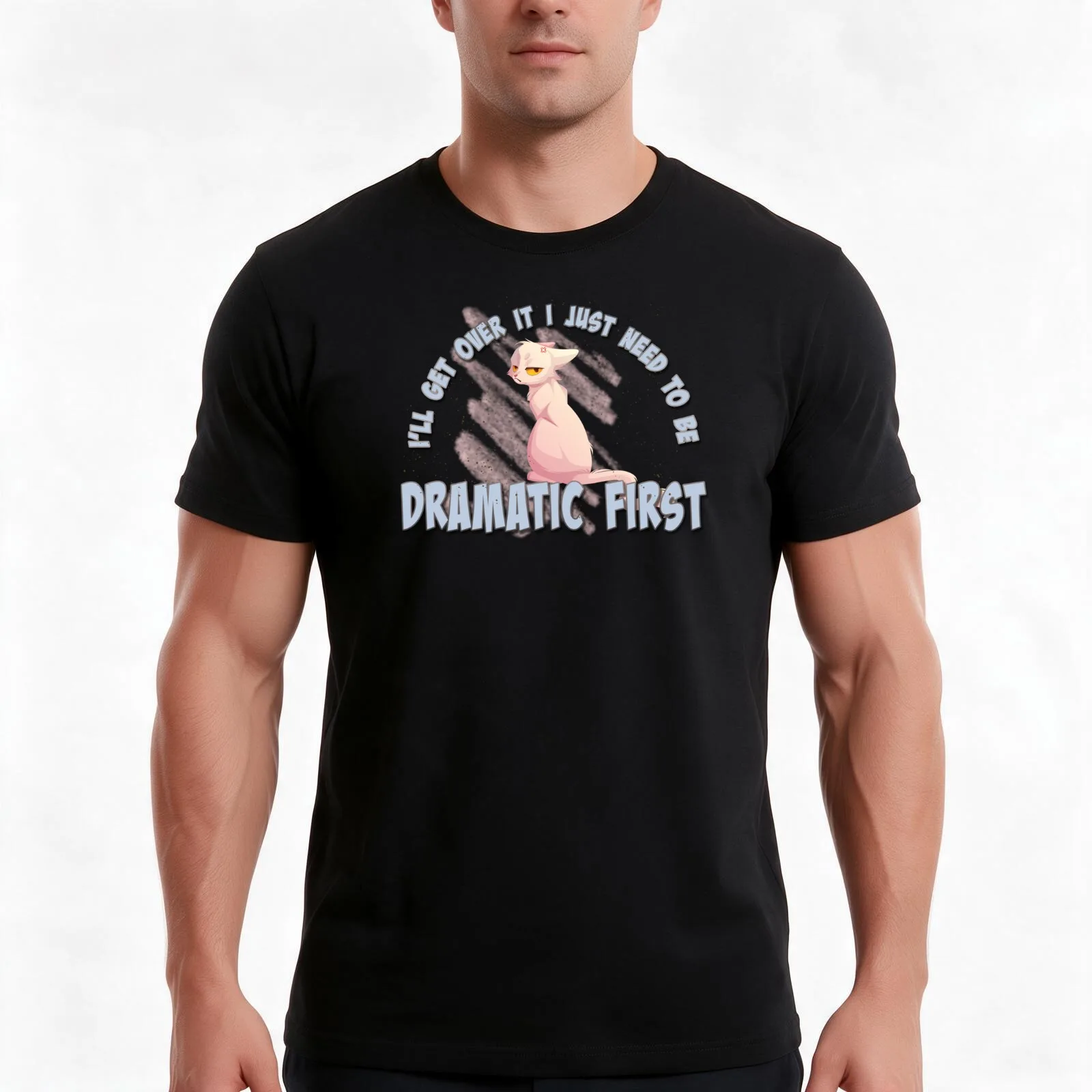 Dramatic First T-Shirt, Summer Casual Cotton Tee, Oversized Streetwear Tops, Vintage Graphic Print, Loose Fit Short Sleeve