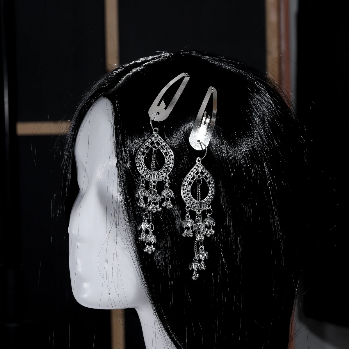 Fashion Silver Color Long Bell Tassel BB Hair Clips Girls Ethnic Water Drop Hairpins Barrettes Headwear Women's Hair Accessories