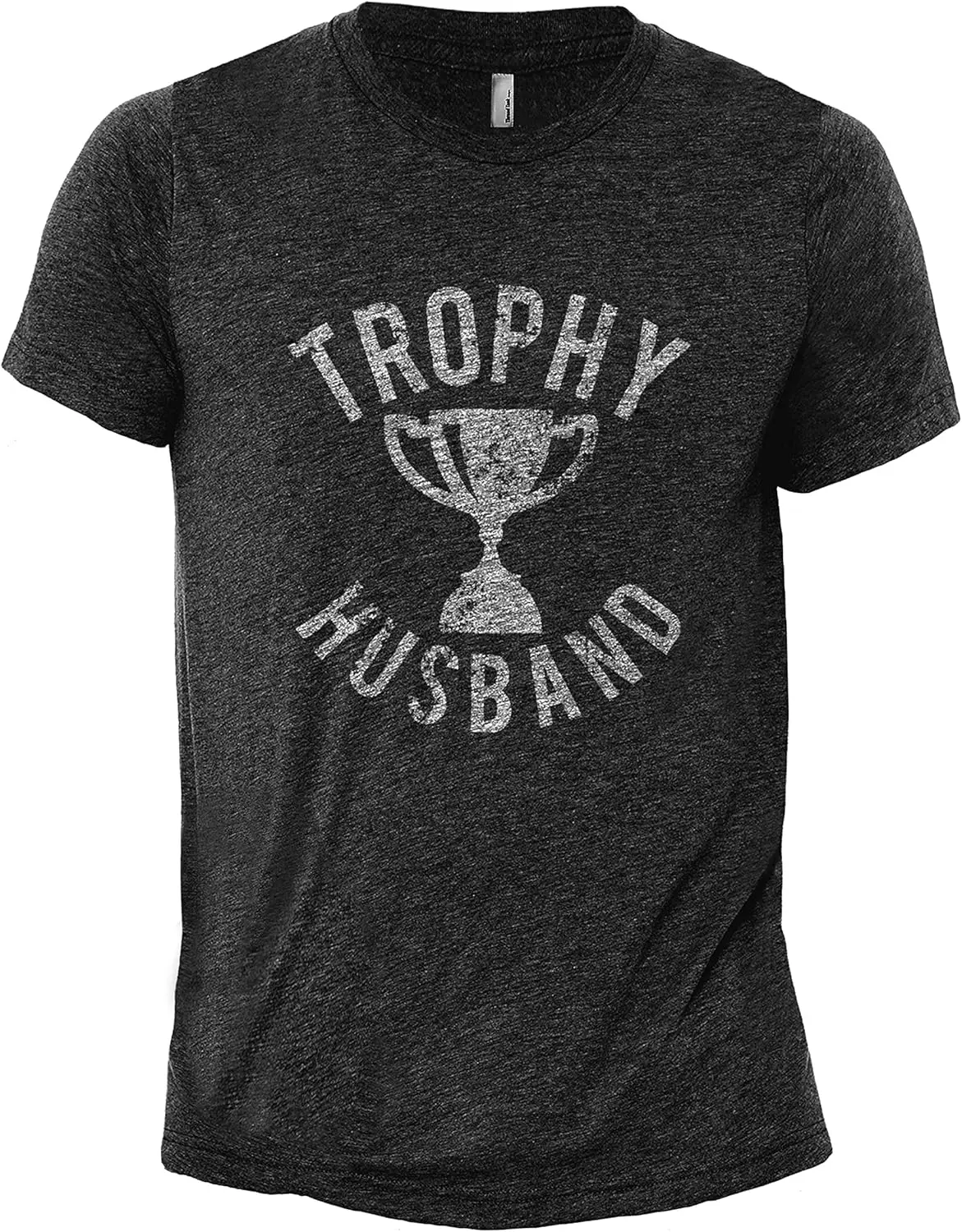 Trophy Husband Graphic Tee, Funny Sayings for Hubby Dads Groom Idea Mens Modern Fit Crew Neck T-Shirt