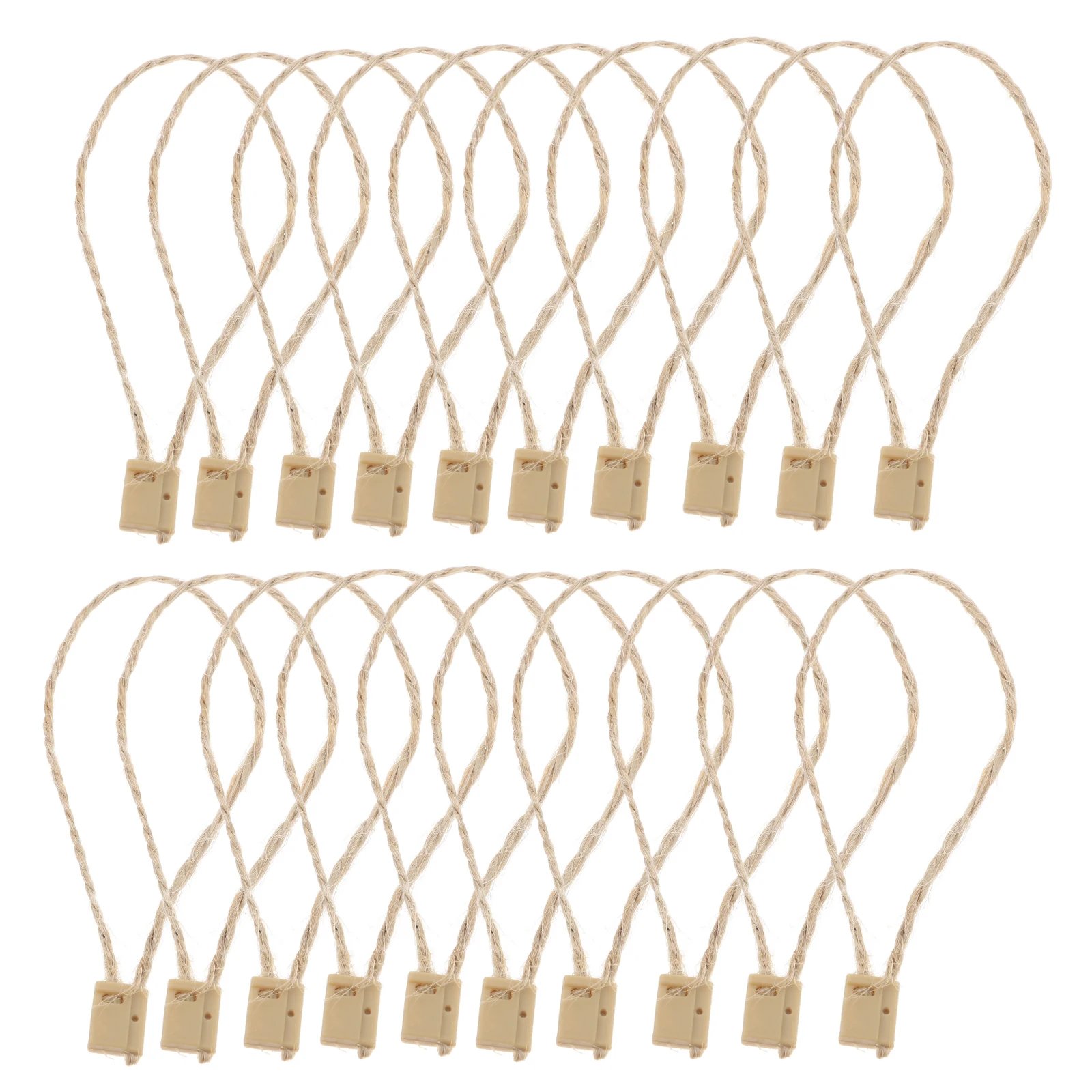 

100pcs Rustic Tag Rope Christmas Ball Hanger Natural Hemp Twine Snap Lock Pin Easy Install Swing Tags Attach Clothing