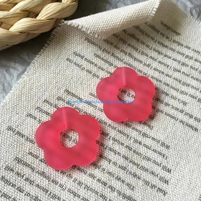 

E56A Matte Frosted Finish DIY Resin Flower Beads Hollowed-out Design Flower Pendants