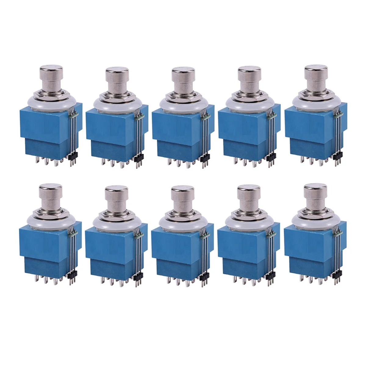 10PCS Foot Switches 4A 125VAC/30VDC 2A 250V Push Button Switch Latching 9 Pin 3PDT ON-on Blue LED with Solder Terminal