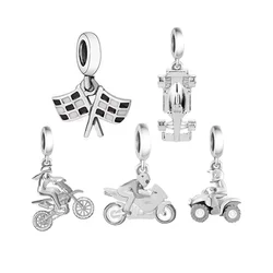 Fit Original Pan Charm Bracelet 925 Sterling Silver Race Car Dirt Bike Motorbike Scooter Bead For Making Women Berloque DIY