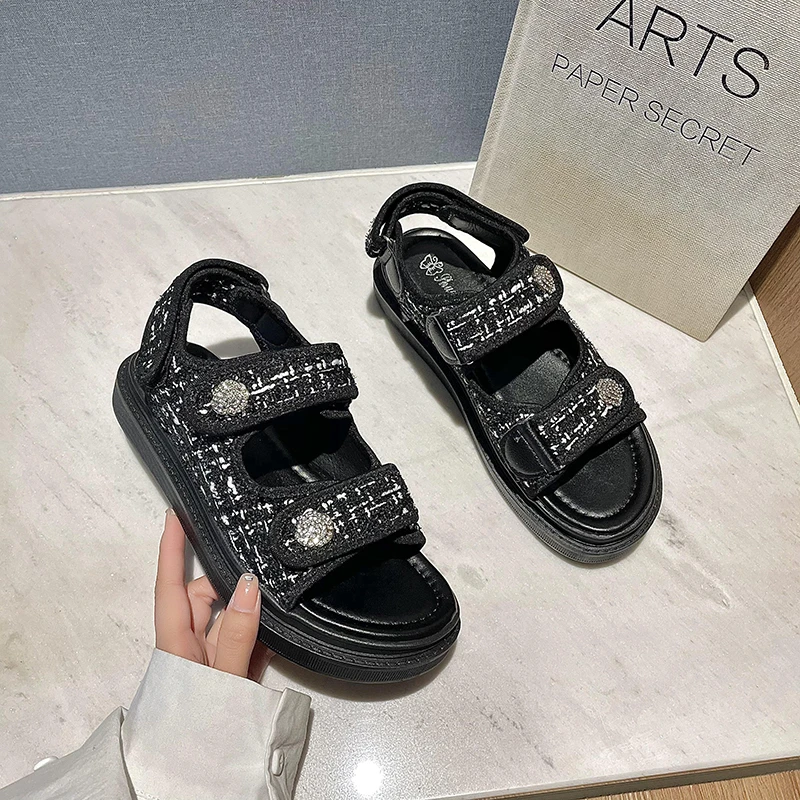 Women Fashion Sandals Summer Fairy Style Thick Sole Beach Shoes New Embroidery Casual Roman Designer Shoes Women Platform Sandal